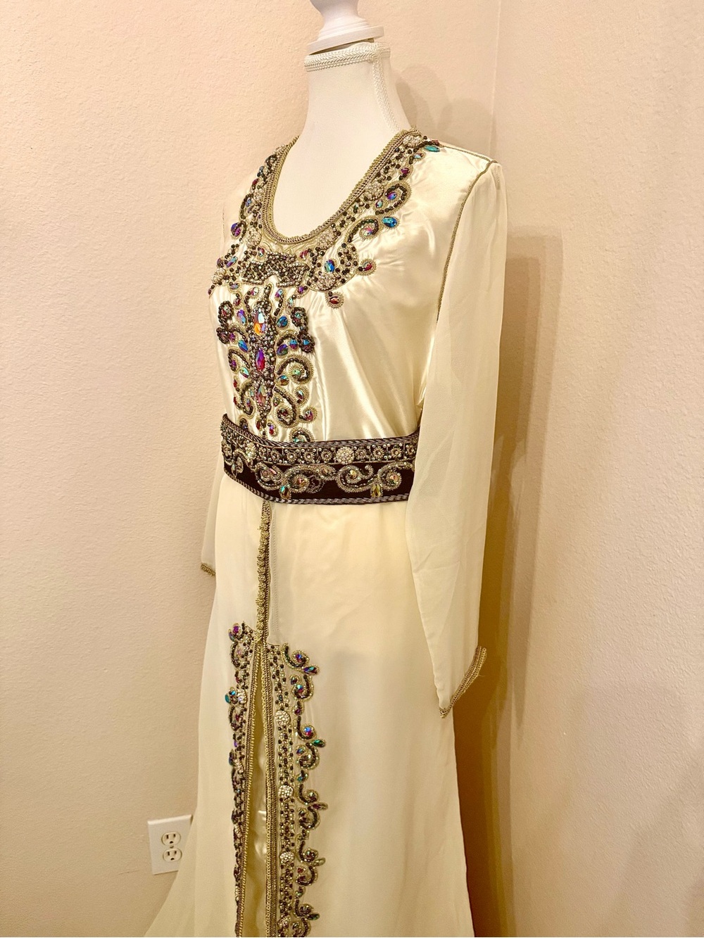 Moroccan kaftan Designer Hand Work Dubai Embroidered Georgette Stylish Maxi . - Picture 6 of 16